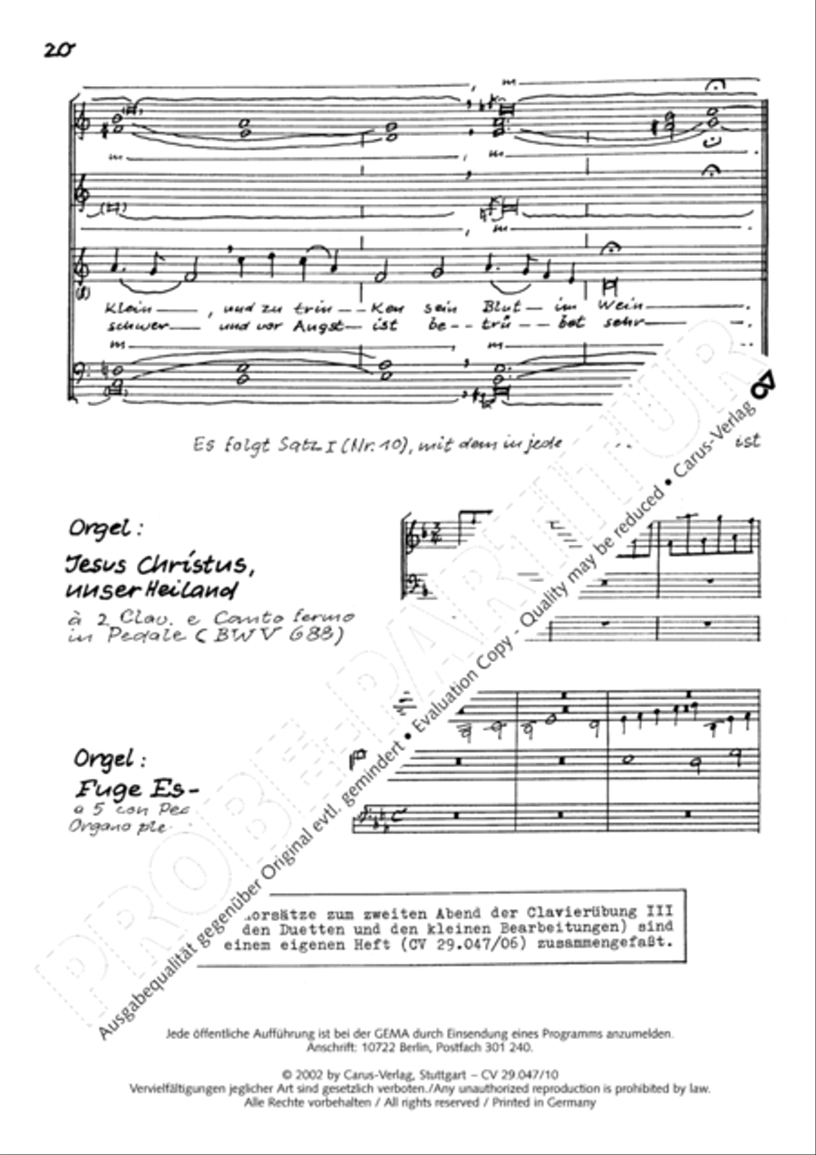 Chorsatze I zu Bachs Clavierubung Collection / Songbook scores gallery preview page 21