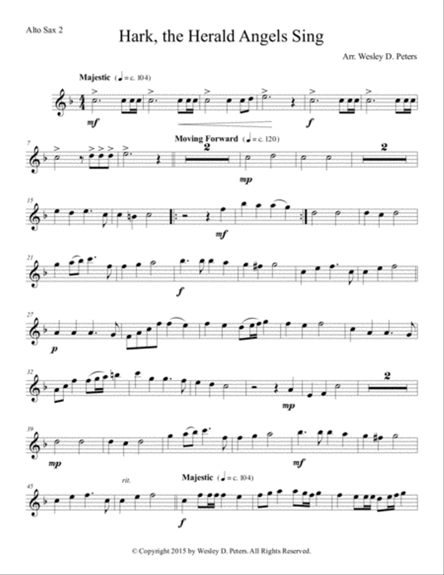 Hark, the Herald Angels Sing (Sax Sextet) Woodwind Ensemble scores gallery preview page 5