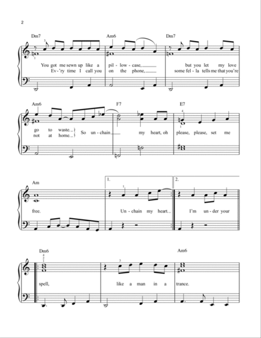 Unchain My Heart Easy Piano scores gallery preview page 2