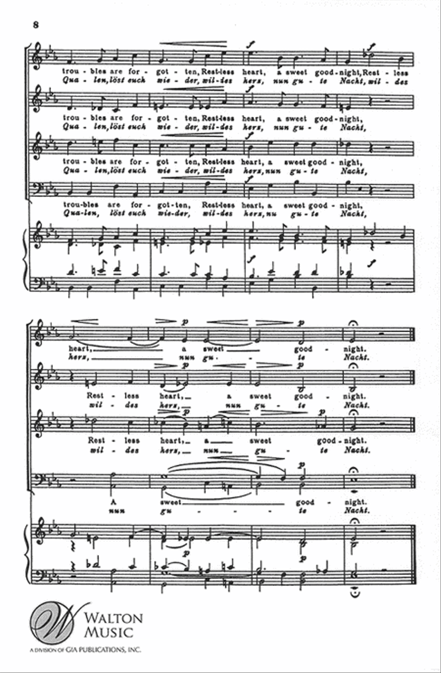 Forest Cool, Thou Forest Quiet (Waldesnacht, du Wunderkühle) 4-Part scores gallery preview page 8