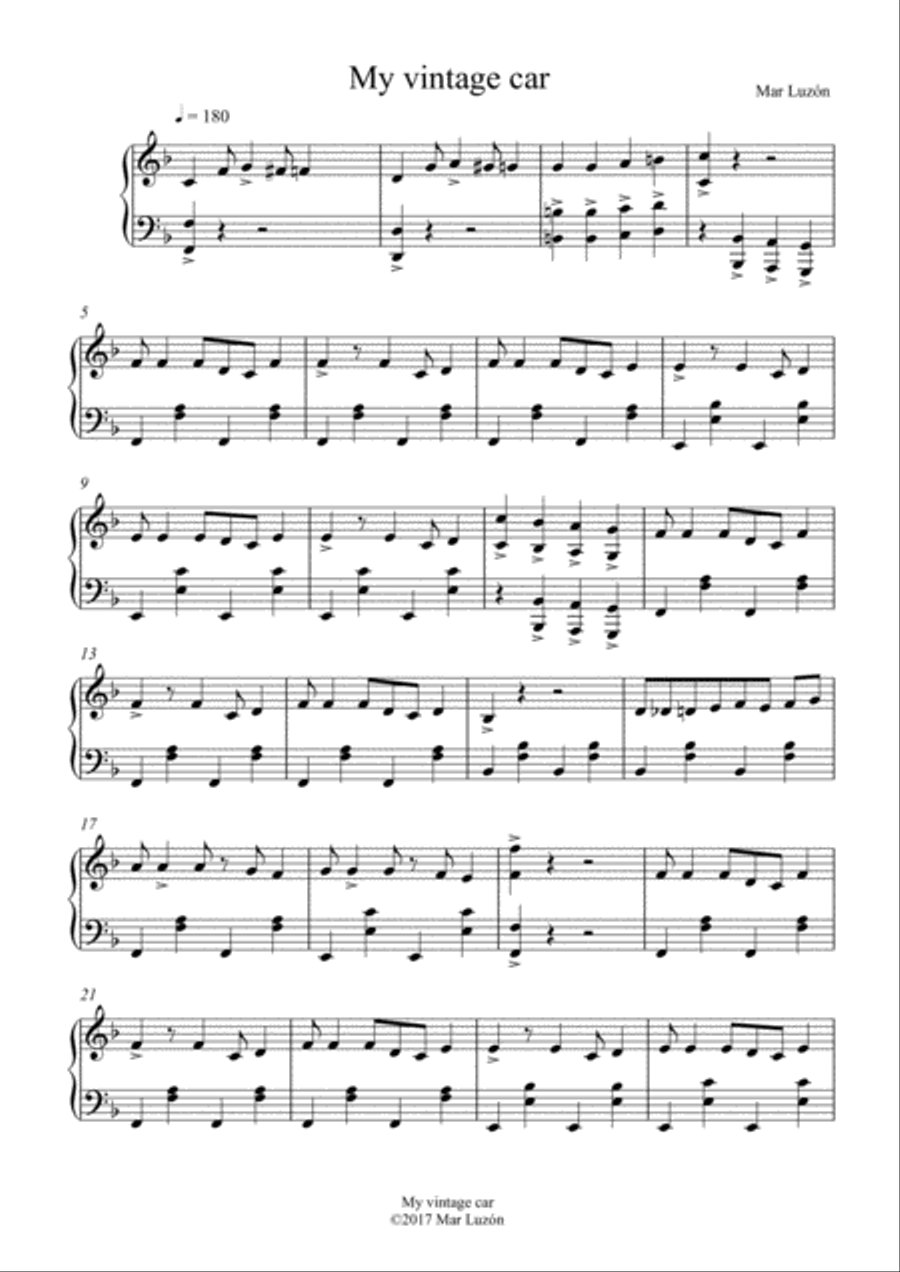 My vintage car My vintage car Piano Solo scores gallery preview page 2