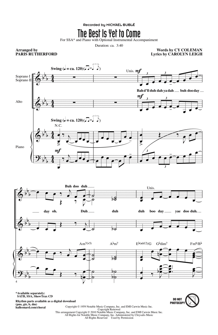 The Best Is Yet To Come SSA scores gallery preview page 1