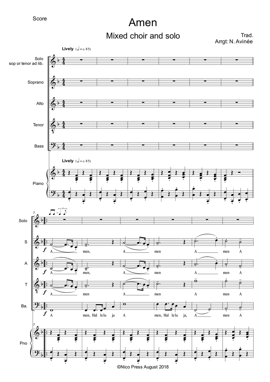 Amen gospel 4-Part scores gallery preview page 1