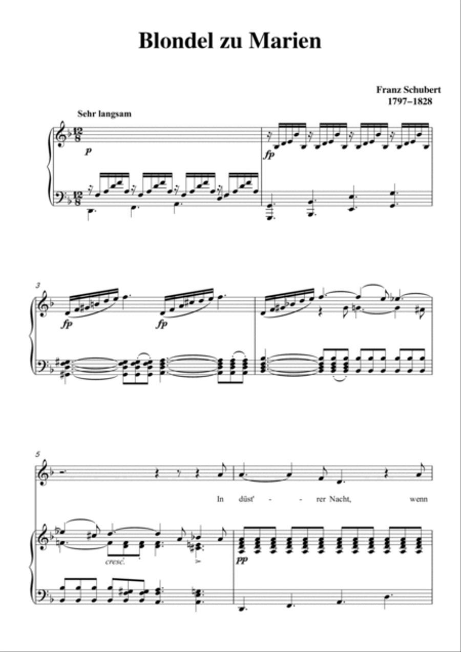 Schubert-Blondel zu Marien in d minor,for Vocal and Piano Voice scores gallery preview page 2