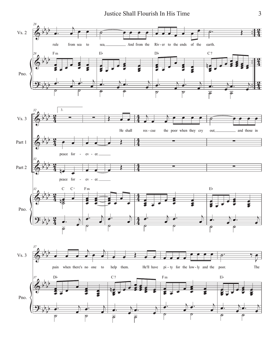 Justice Shall Flourish In His Time (Psalm 72) (2-part choir) 2-Part scores gallery preview page 3