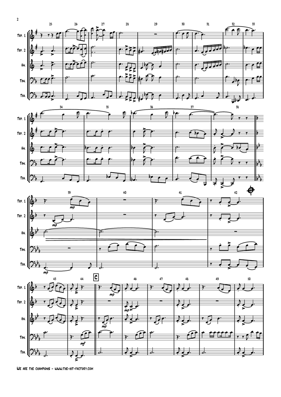 We Are The Champions Brass Ensemble scores gallery preview page 2