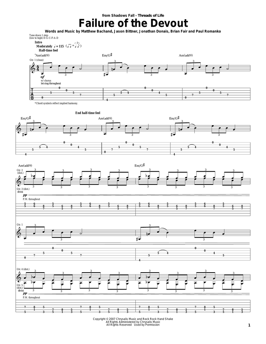 Failure Of The Devout Electric Guitar scores gallery preview page 1