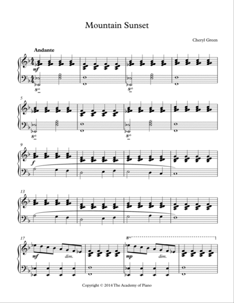 Mountain Sunset Piano Solo scores gallery preview page 2