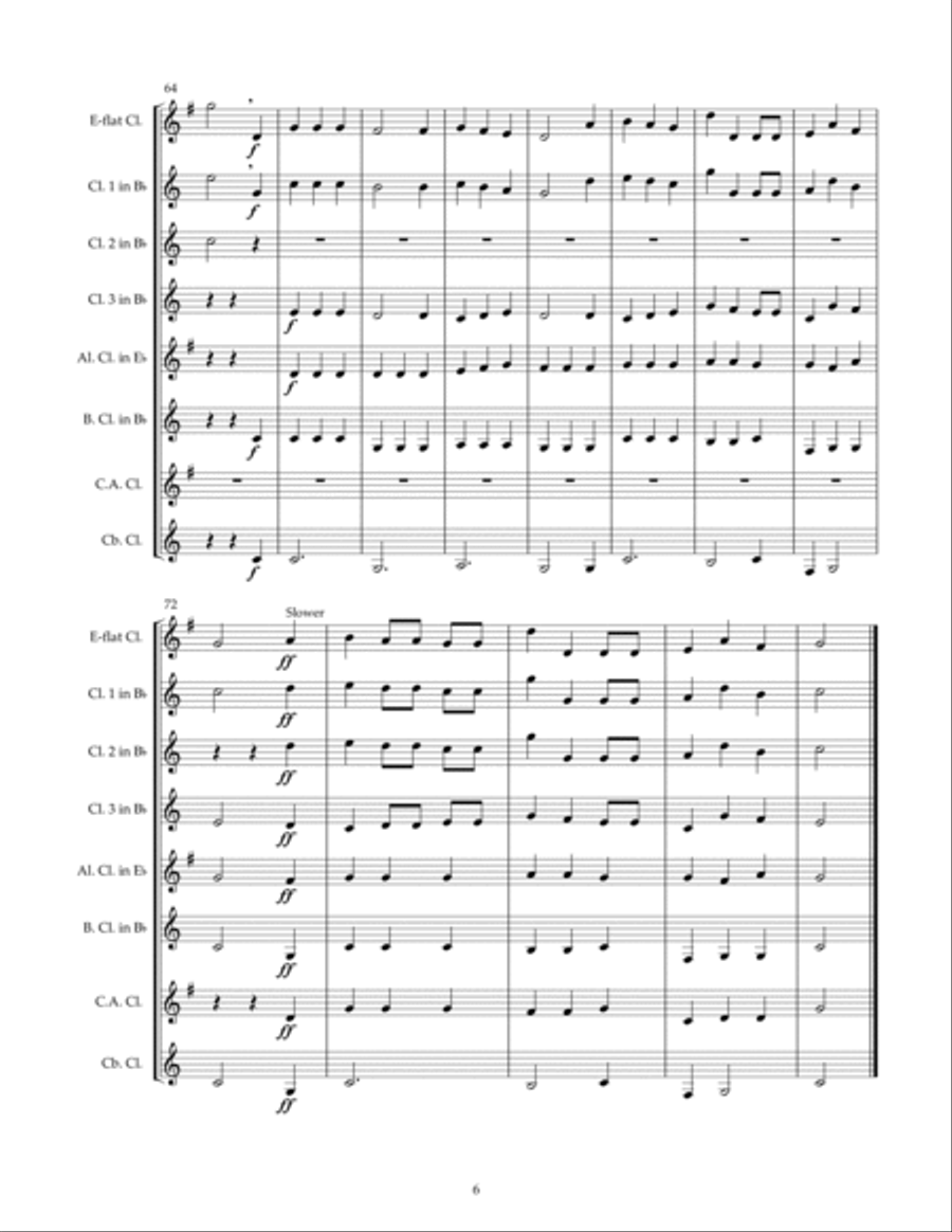 We Wish You a Merry Christmas, for Clarinet Choir Clarinet Choir scores gallery preview page 6