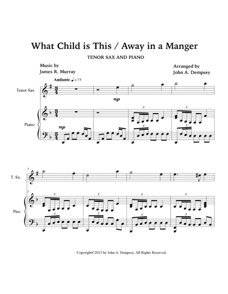 Christmas Medley (What Child is This / Away in a Manger): Tenor Sax and Piano image number null