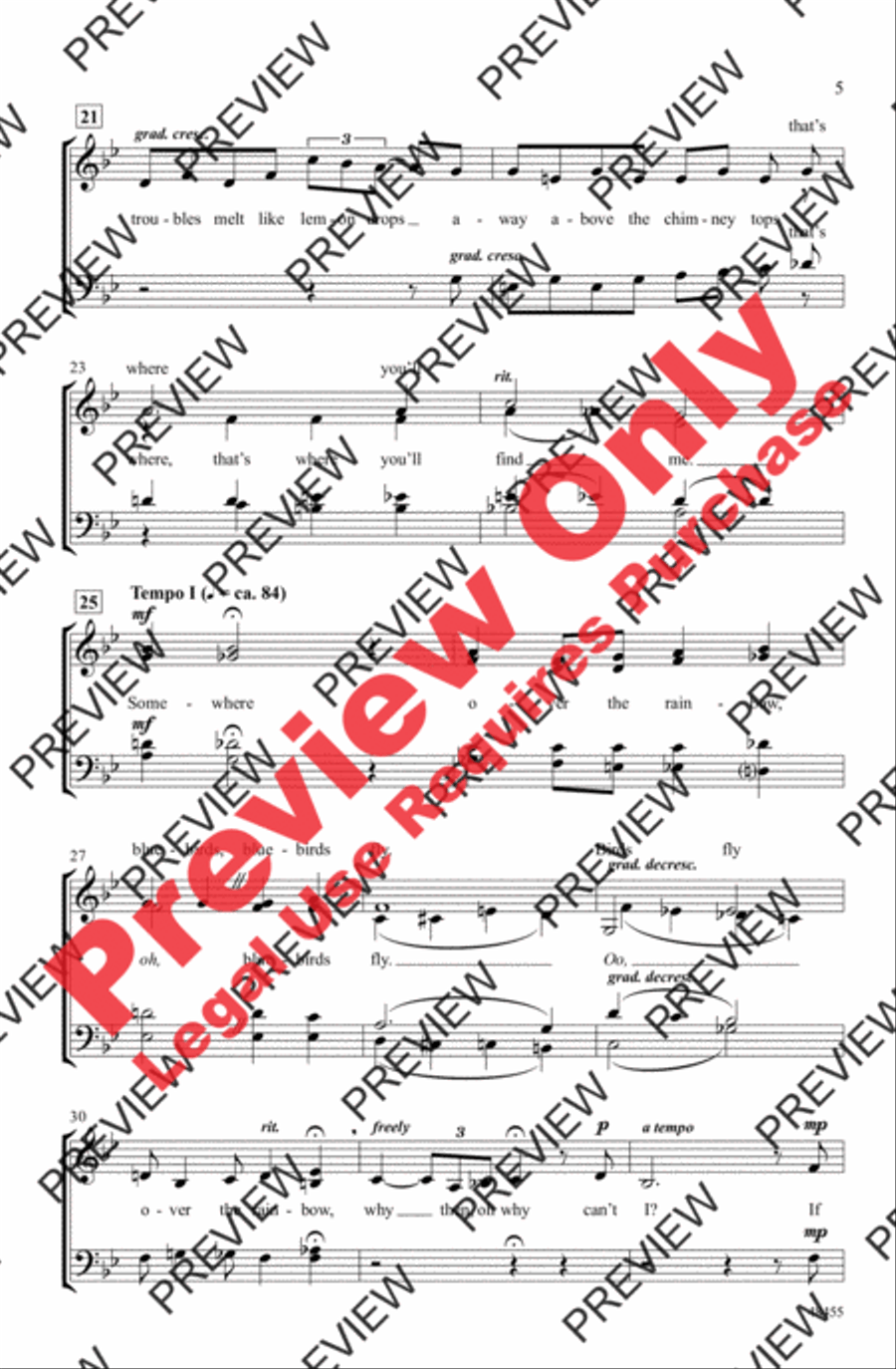 Over the Rainbow 4-Part scores gallery preview page 4