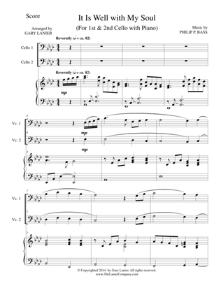 IT IS WELL WITH MY SOUL (Trio - 1st & 2n Cello and Piano with Score and Parts)