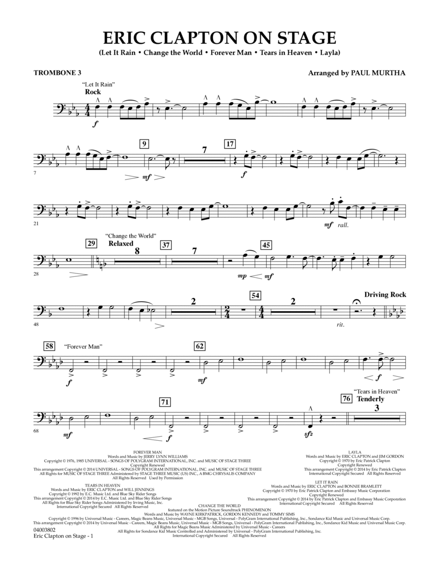 Eric Clapton on Stage - Trombone 3 Concert Band scores gallery preview page 1
