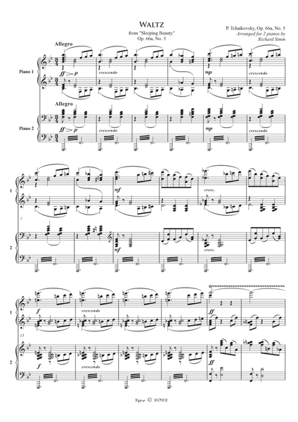 Waltz from Sleeping Beauty, for 2 pianos image number null