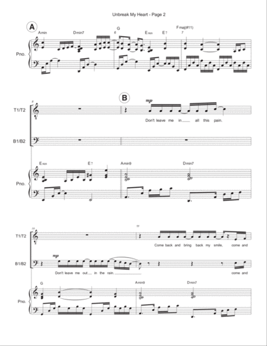 Un-break My Heart TTBB scores gallery preview page 2