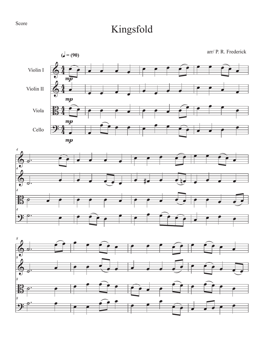Kingsfold (String Quartet) String Quartet scores gallery preview page 1