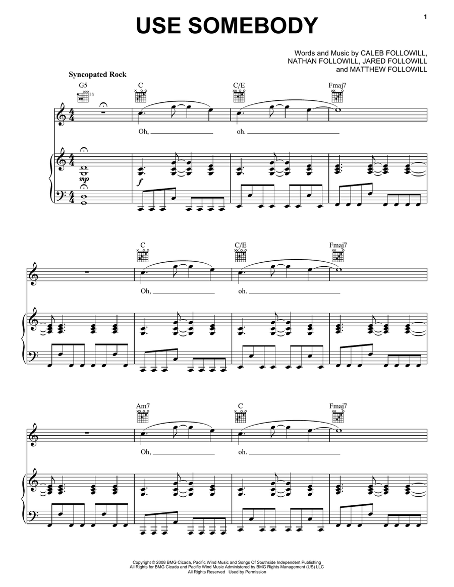 Use Somebody Acoustic Guitar scores gallery preview page 1