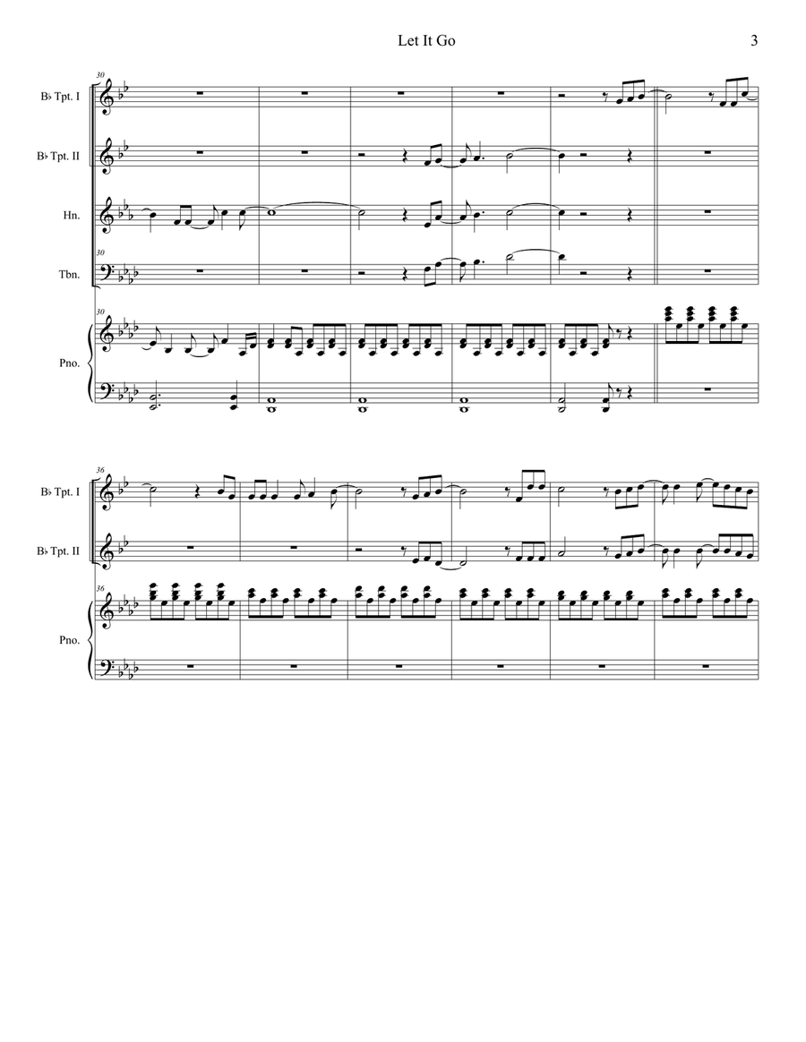 Let It Go (from Frozen) Brass Ensemble scores gallery preview page 3