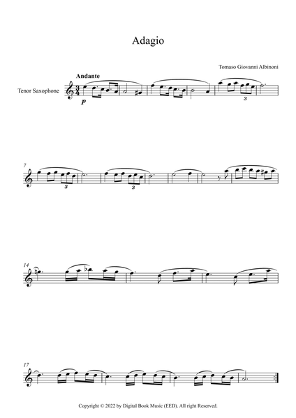 Adagio (In G Minor) - Tomaso Giovanni Albinoni (Tenor Sax)
