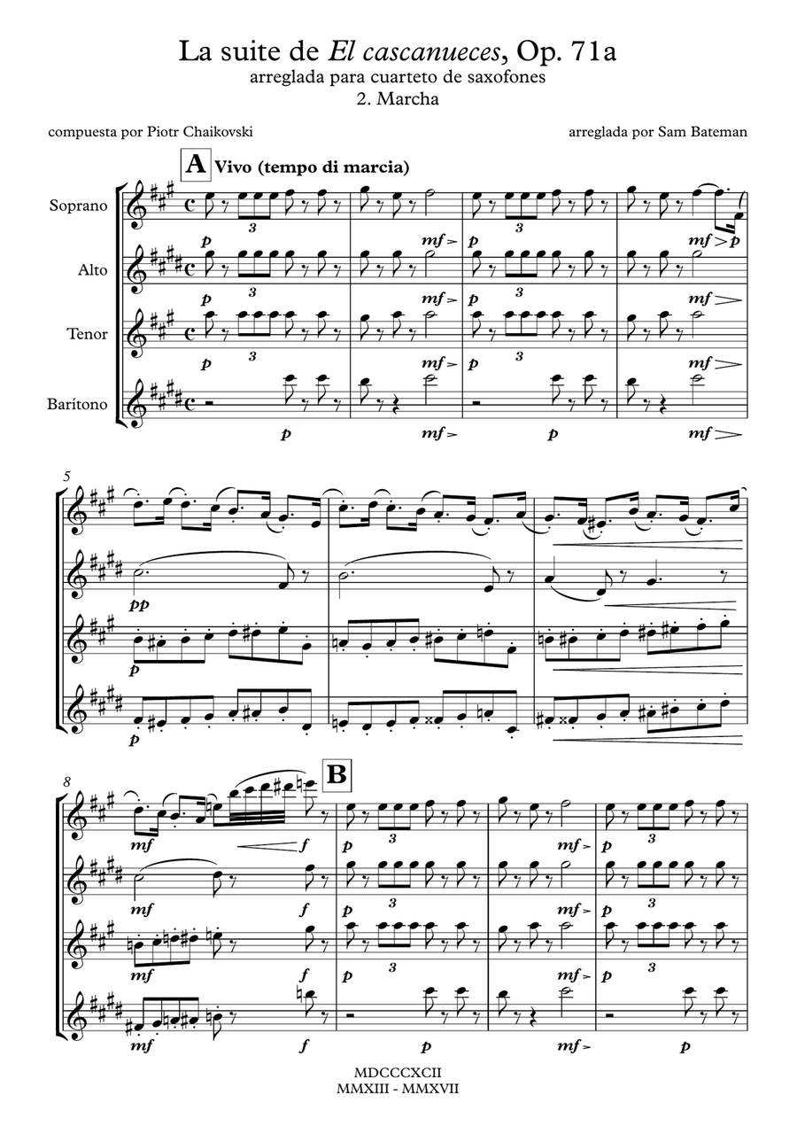 La suite de El cascanueces - 2. Marcha Woodwind Quartet scores gallery preview page 1