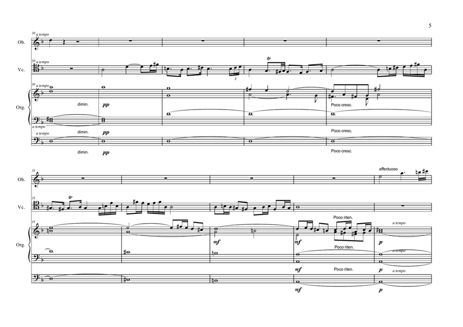 ADAGIO - D. Zipoli - Arr. for Oboe, Cello and organ. With parts. Small Ensemble scores gallery preview page 5