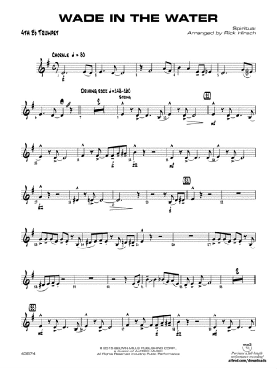 Wade in the Water: 4th B-flat Trumpet Jazz Ensemble scores gallery preview page 1