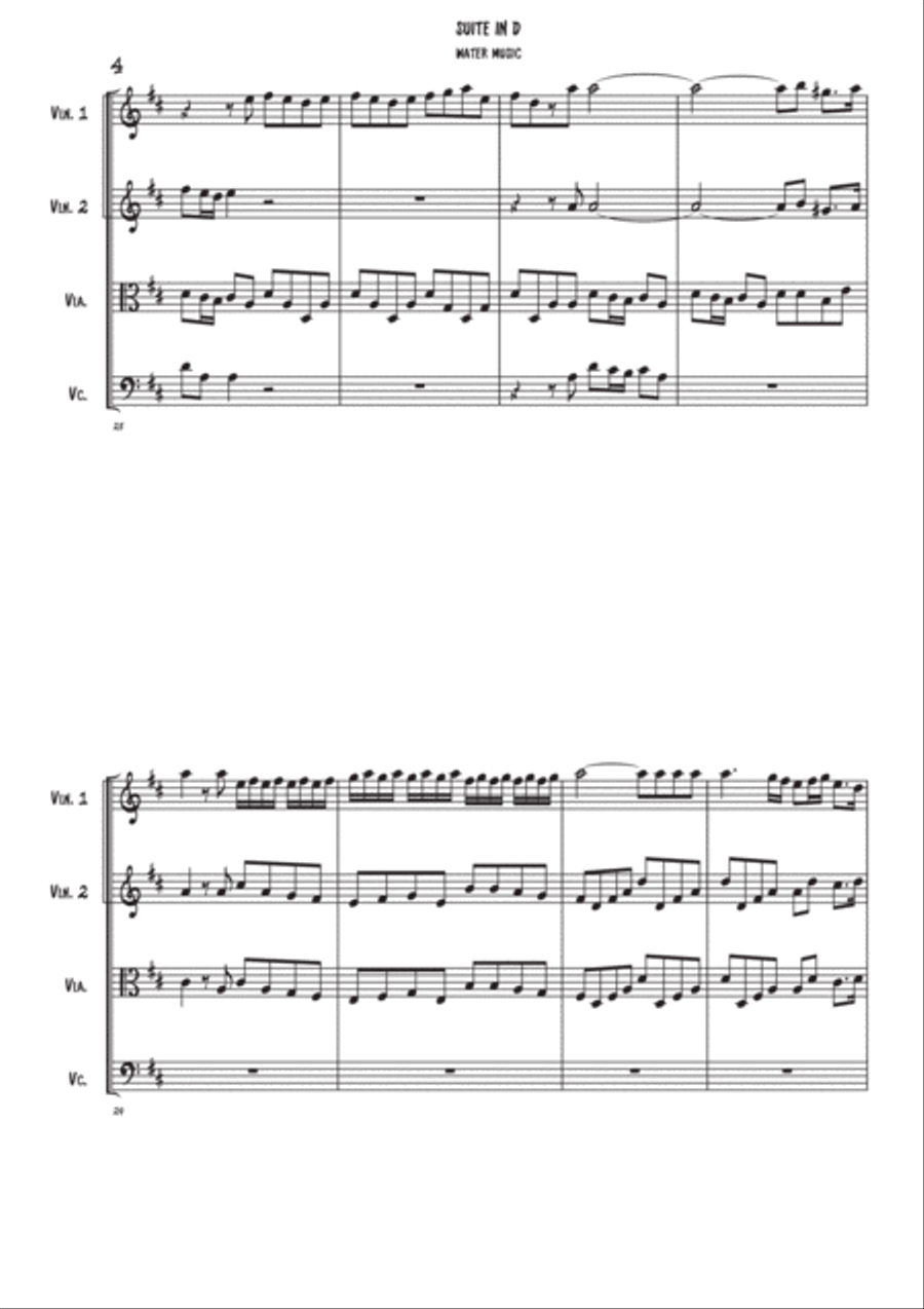 Suite 1 - Water music - String quartet String Quartet scores gallery preview page 4