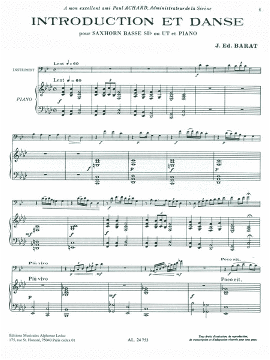Introduction Et Dance (saxhorn And Piano) Tuba scores gallery preview page 2