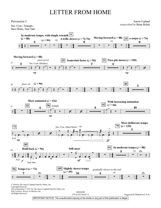 Letter from Home - Percussion 1