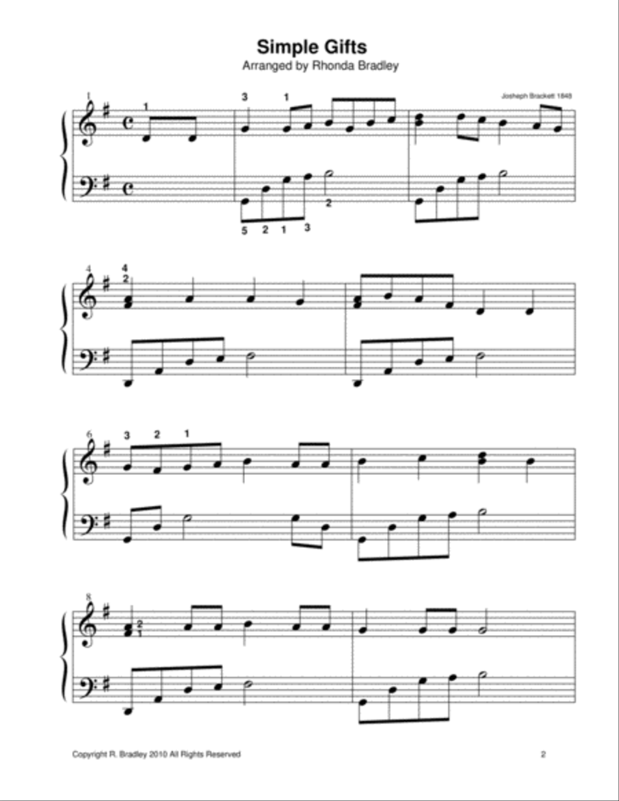 Simple Gifts Piano Solo Intermediate level Piano Solo scores gallery preview page 2