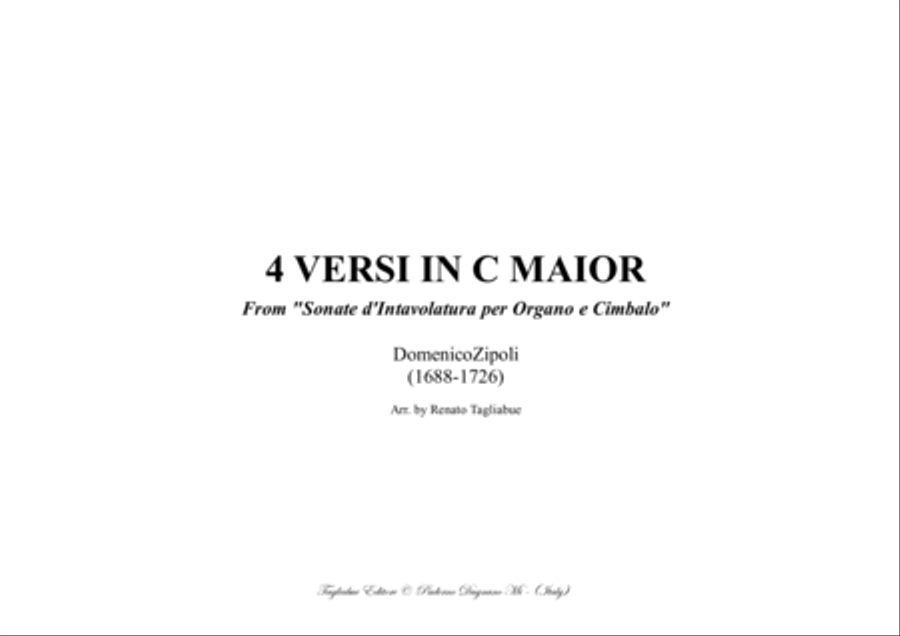 QUATTRO VERSI IN C MAJOR - D. Zipoli - From Sonate d’Intavolatura per Organo e Cimbalo Organ Solo scores gallery preview page 1