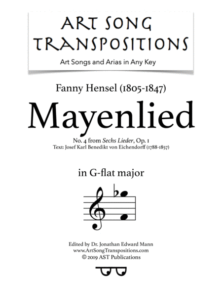 HENSEL: Mayenlied, Op. 1 no. 4 (transposed to G-flat major)