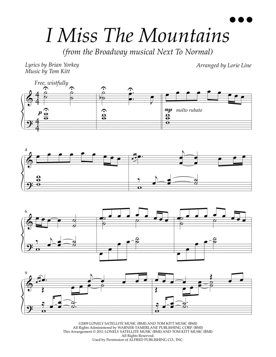 I Miss The Mountains Piano Solo scores gallery preview page 1