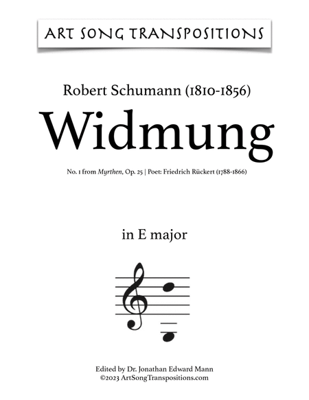 SCHUMANN: Widmung, Op. 25 no. 1 (transposed to E major)