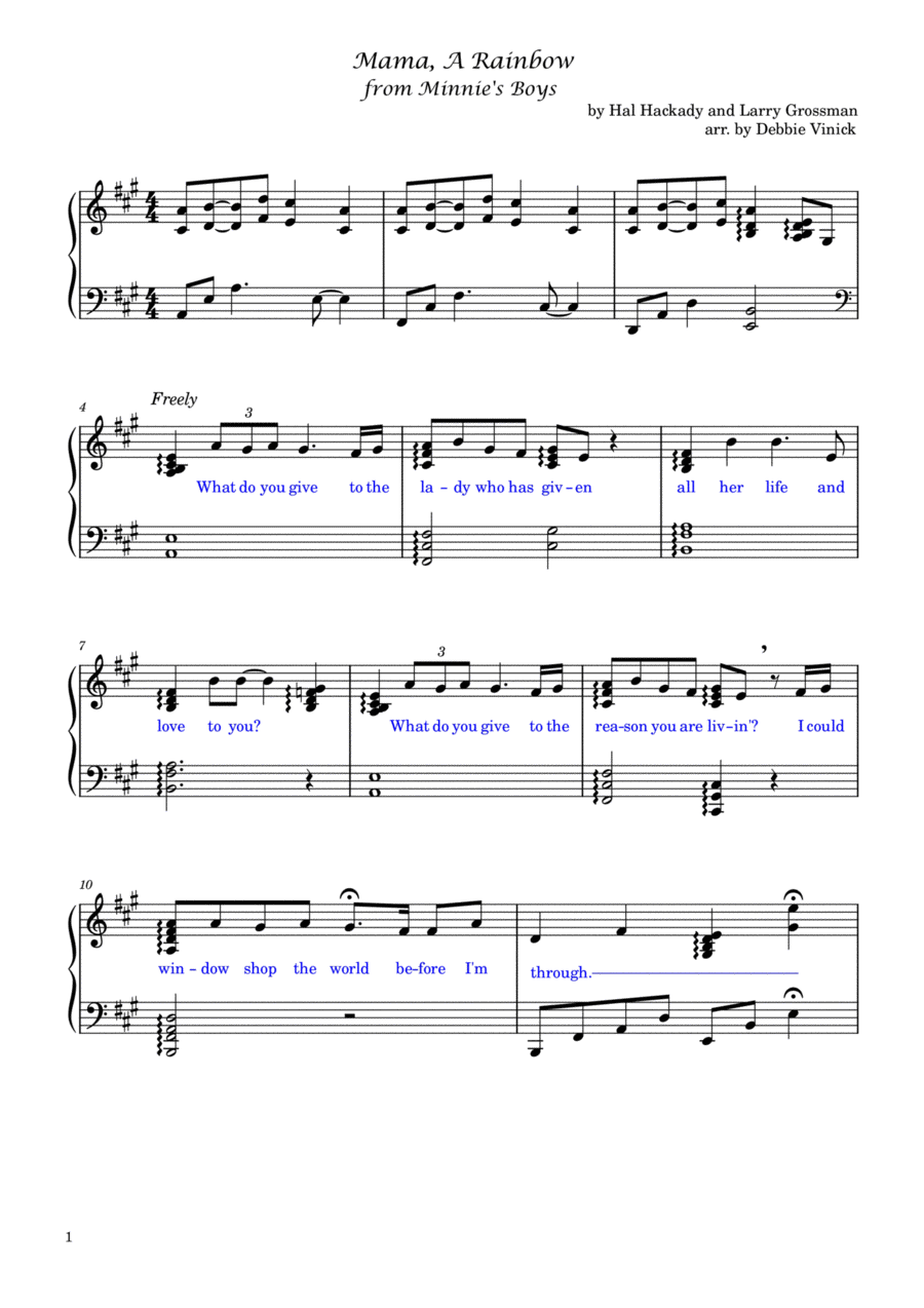 Mama, A Rainbow Piano Solo scores gallery preview page 1