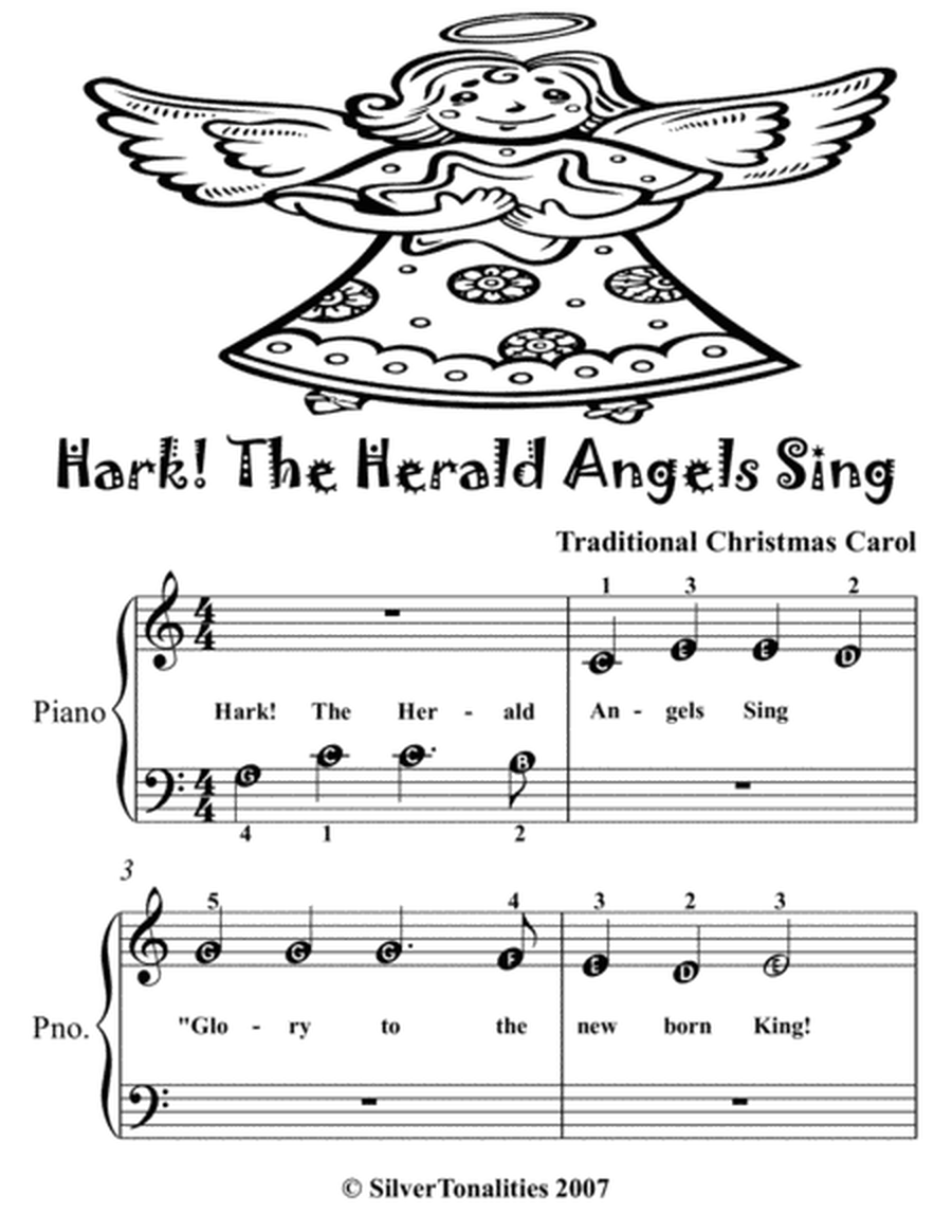 Hark the Herald Angels Sing Beginner Piano Sheet Music 2nd Edition