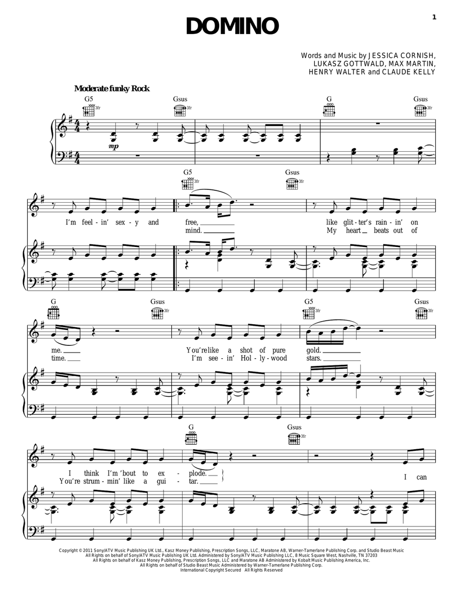 Domino Piano, Vocal, Guitar scores gallery preview page 1