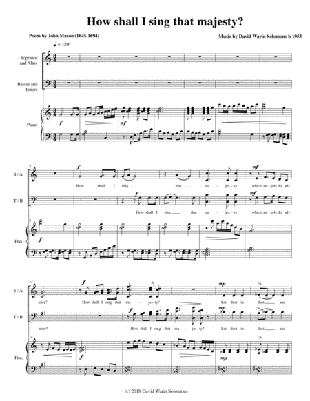 How shall I sing that Majesty (new version) SATB and piano image number null