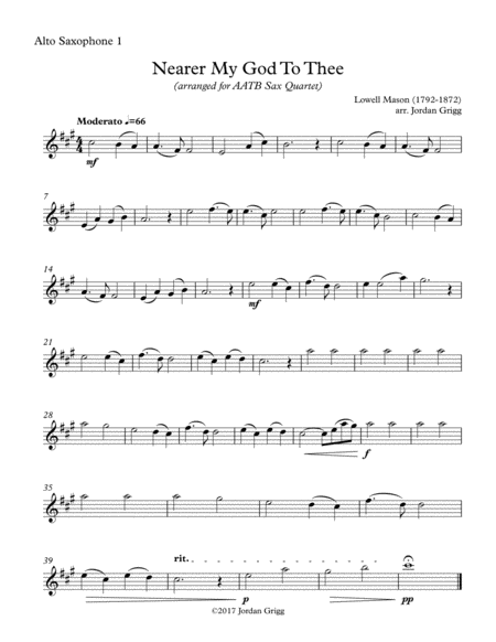 Nearer My God To Thee (AATB Sax Quartet) Score and Parts image number null