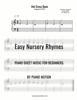 Book cover for Hot Cross Buns (Easy Piano Solo)