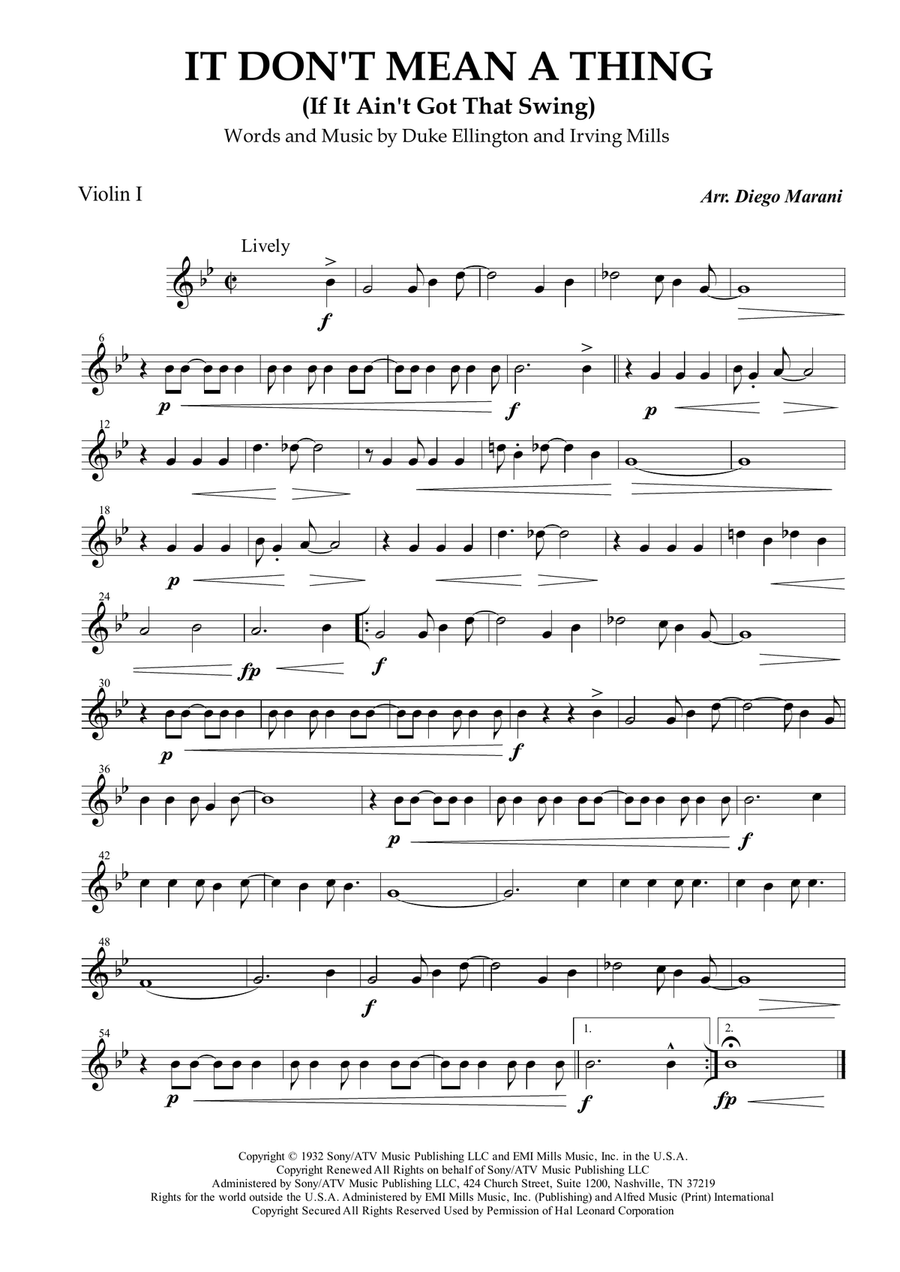 It Don't Mean A Thing (If It Ain't Got That Swing) String Quartet scores gallery preview page 1