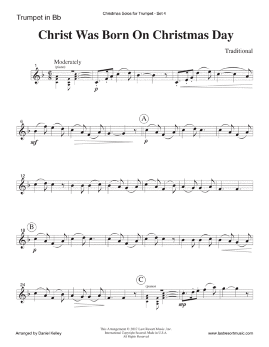 Christmas Solos for Trumpet & Piano Set 4 Trumpet Solo scores gallery preview page 3
