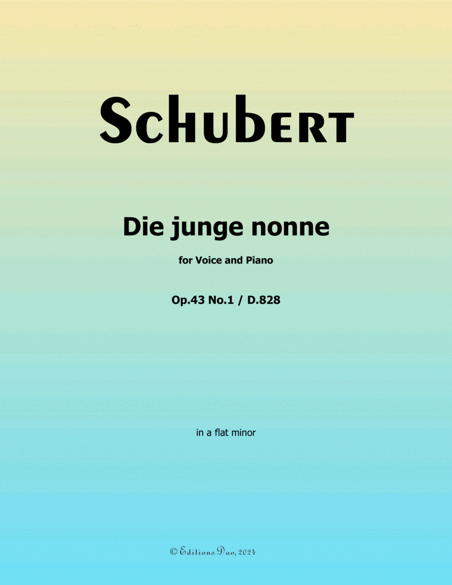 Die junge nonne, by Schubert, D.828, in a flat minor Voice scores gallery preview page 1