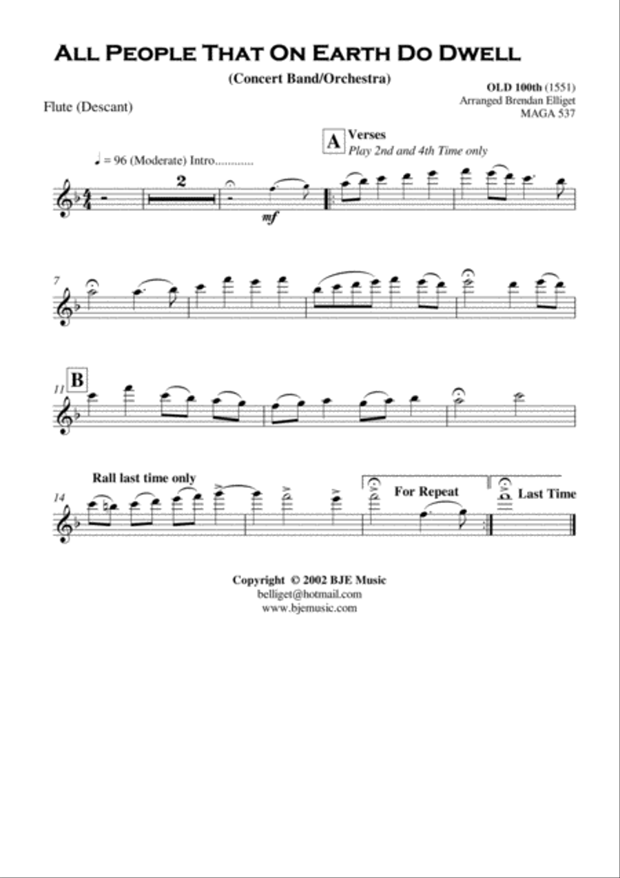 All People On Earth Do Dwell - Concert Band - Orchestra Score and Parts PDF Concert Band scores gallery preview page 3