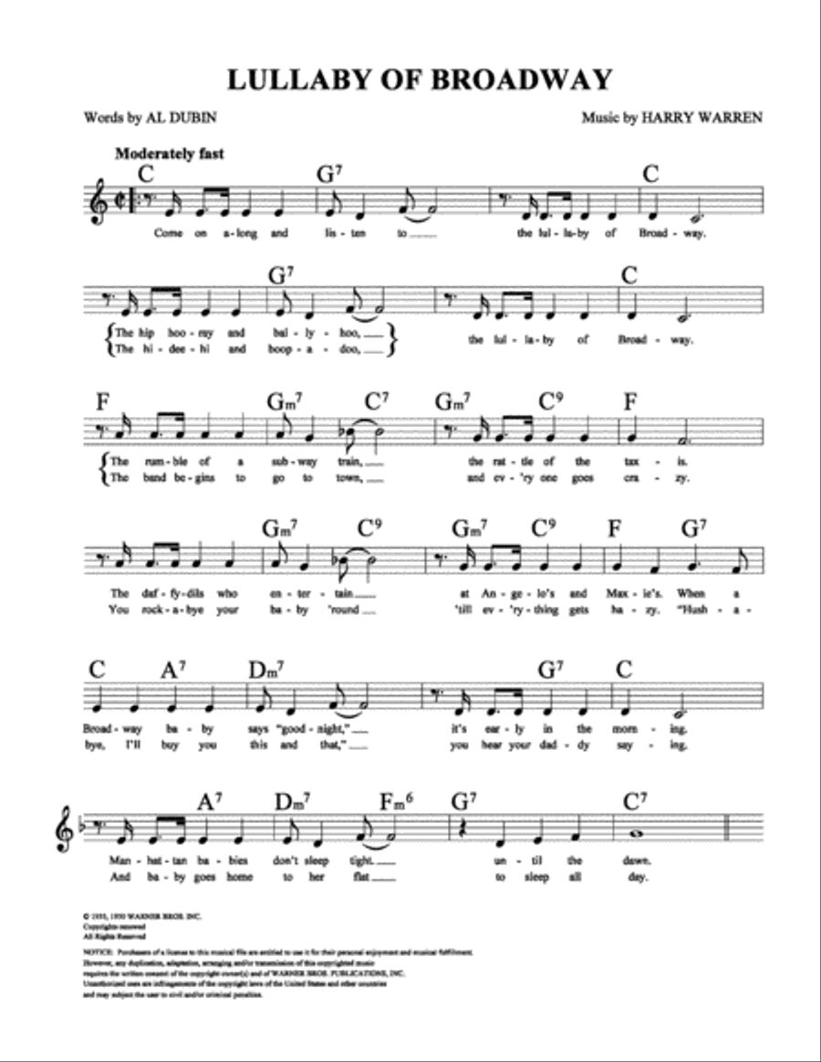 Lullaby of Broadway School and Community scores gallery preview page 1