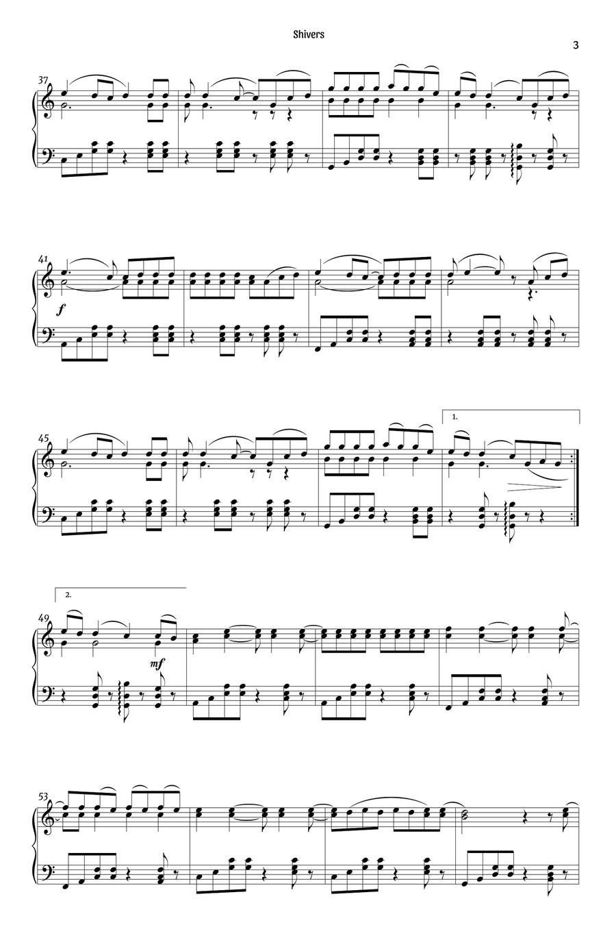 Shivers Piano Solo scores gallery preview page 3