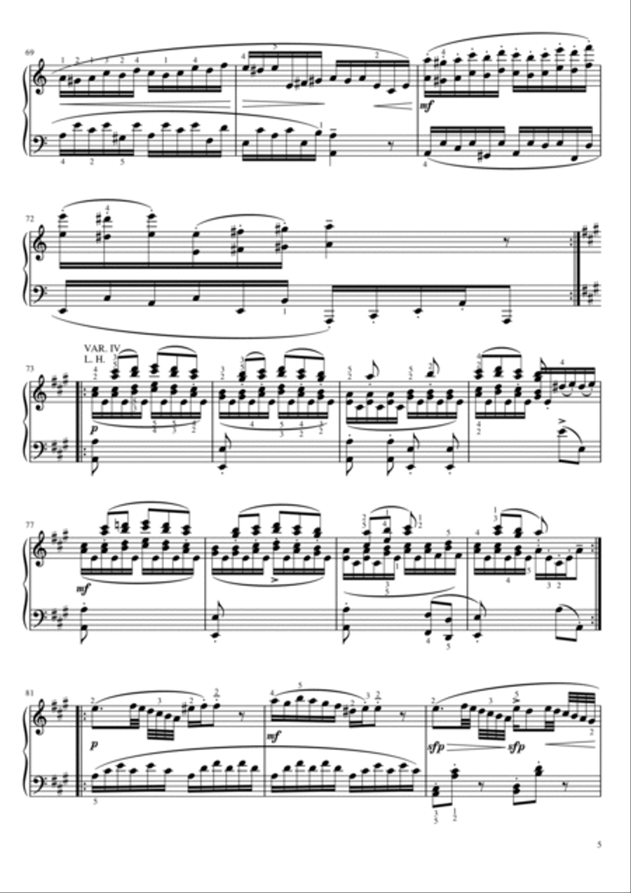 Mozart - Piano Sonata No.11 in A major, K.331/300i - 1st Mov - Original With Fingered For Piano Solo Piano Solo scores gallery preview page 5