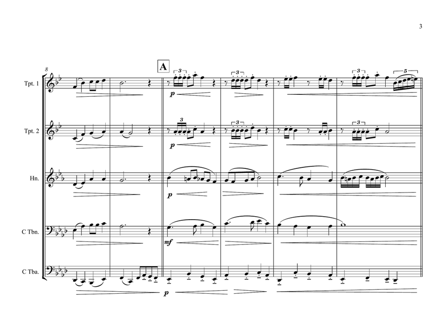 South Korean National Anthem for Brass Quintet (Song of Love for the Country) MFAO World Anthem Seri Brass Quintet scores gallery preview page 3
