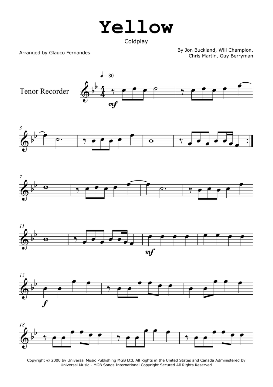 Yellow Chamber Music scores gallery preview page 1