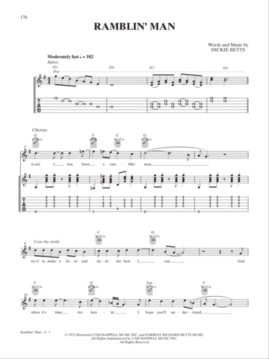 Ramblin' Man Ramblin' Man Guitar Tablature scores gallery preview page 1